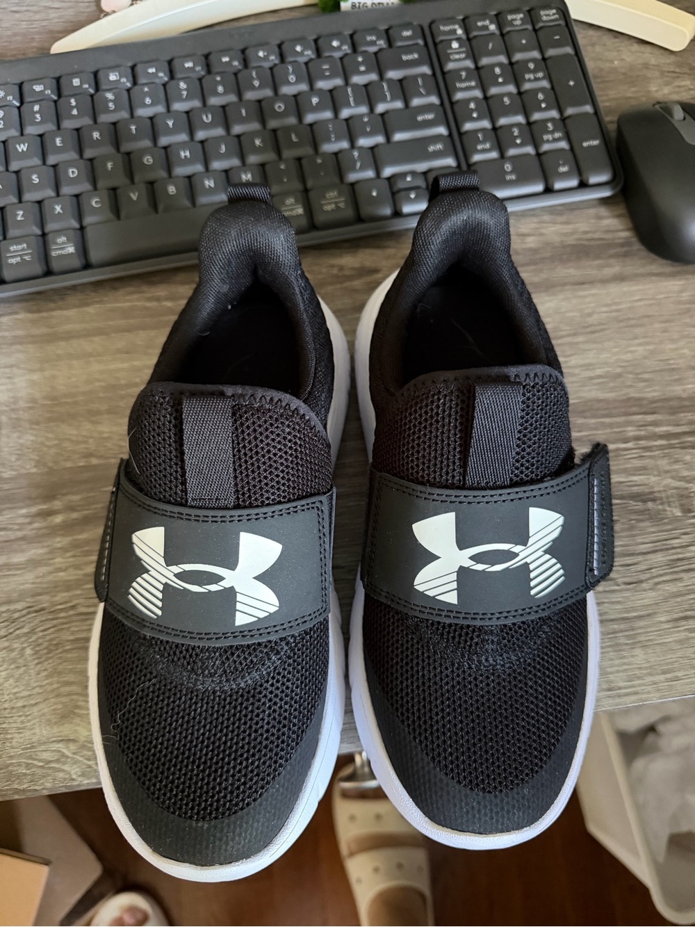 Under Armour Black and White Kids Slip-On Sneakers